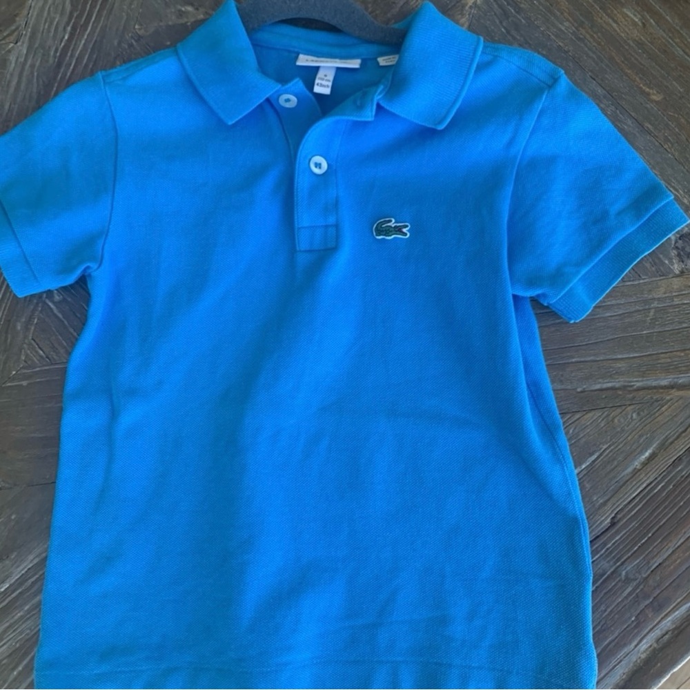 Lacoste toddler boy size 5, turquoise blue pique polo shirt